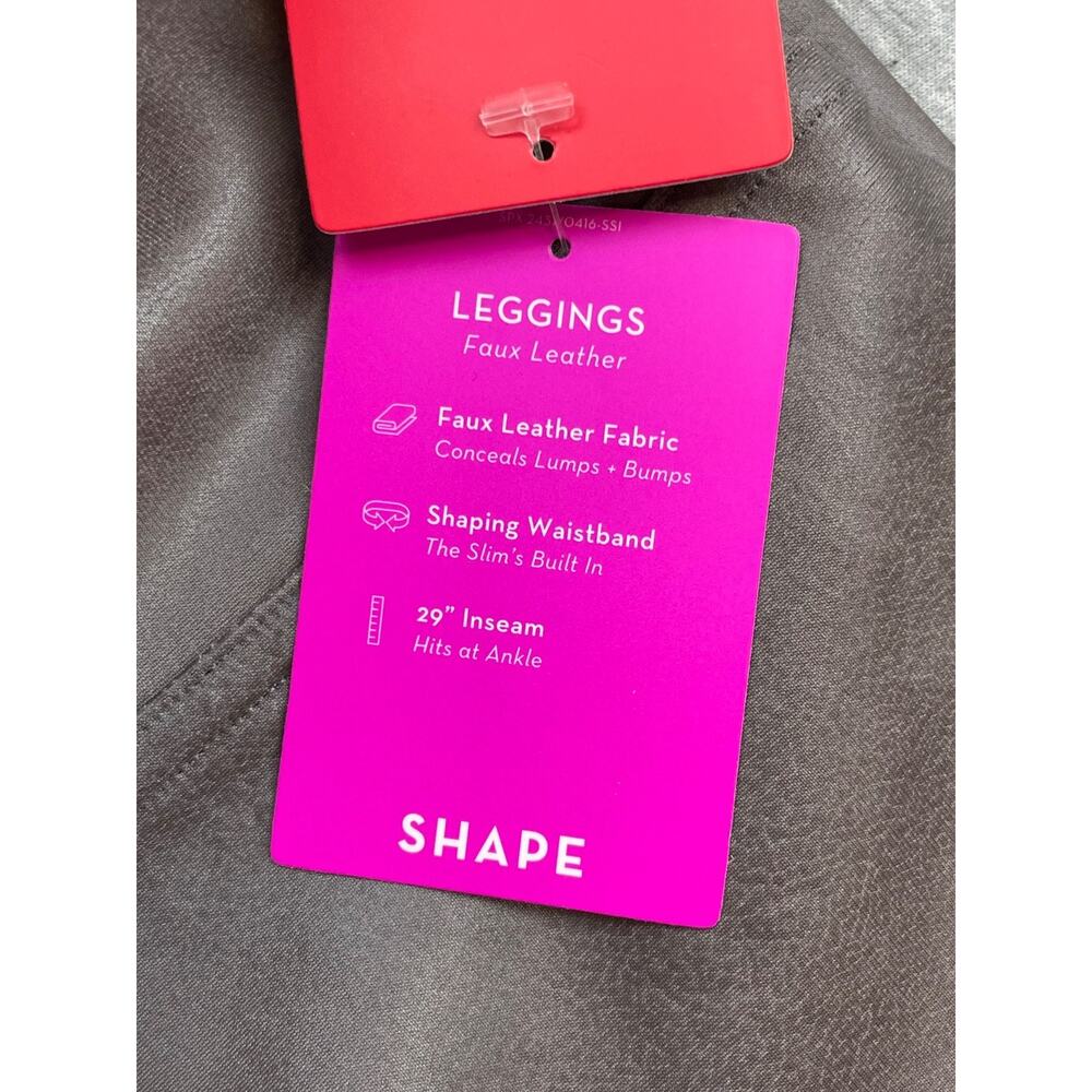 Spanx Leggings Womens XL Brown Faux Leather Shaping Stretch Waistband 29" Inseam - Picture 6 of 11